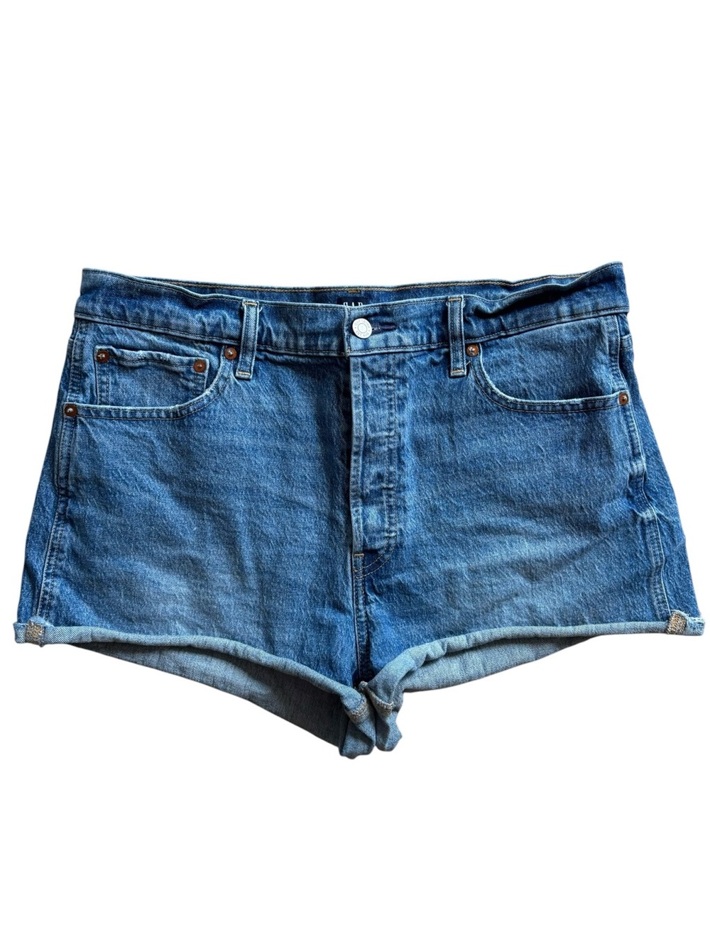 GAP Cheeky Short Cut Off Distressed 14/32 Dark Denim Blue Jean Y2K
